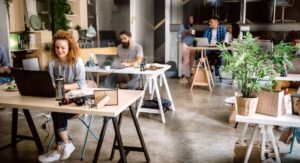 people working inside an office